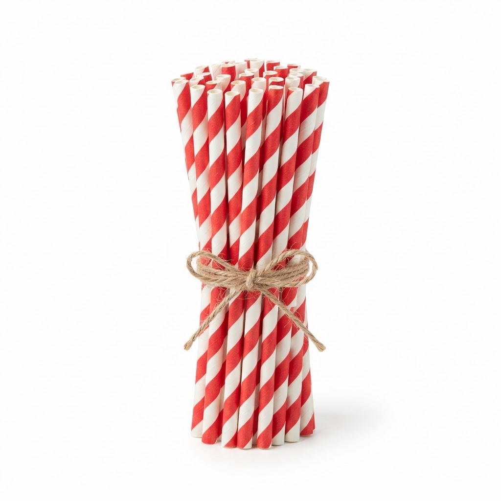 Striped Paper Straw Set
