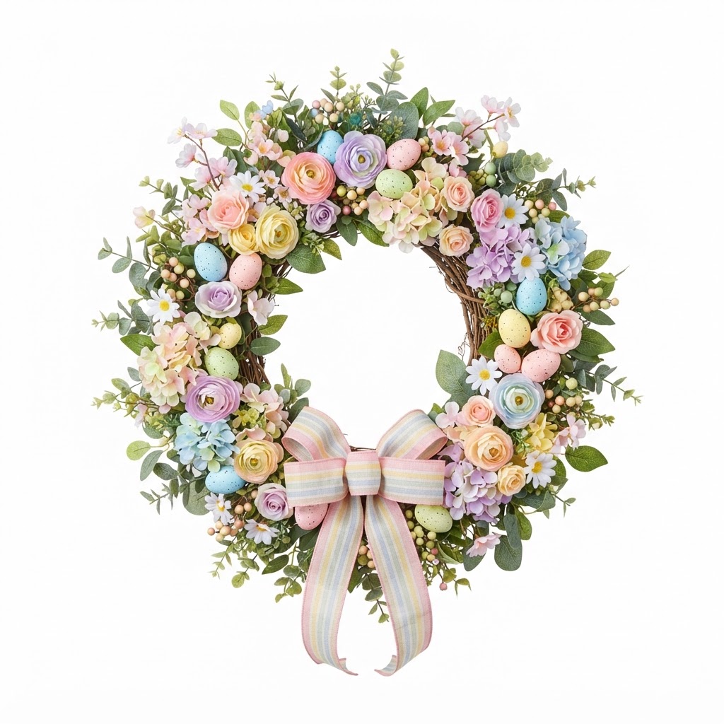 Pastel Floral Easter Wreath
