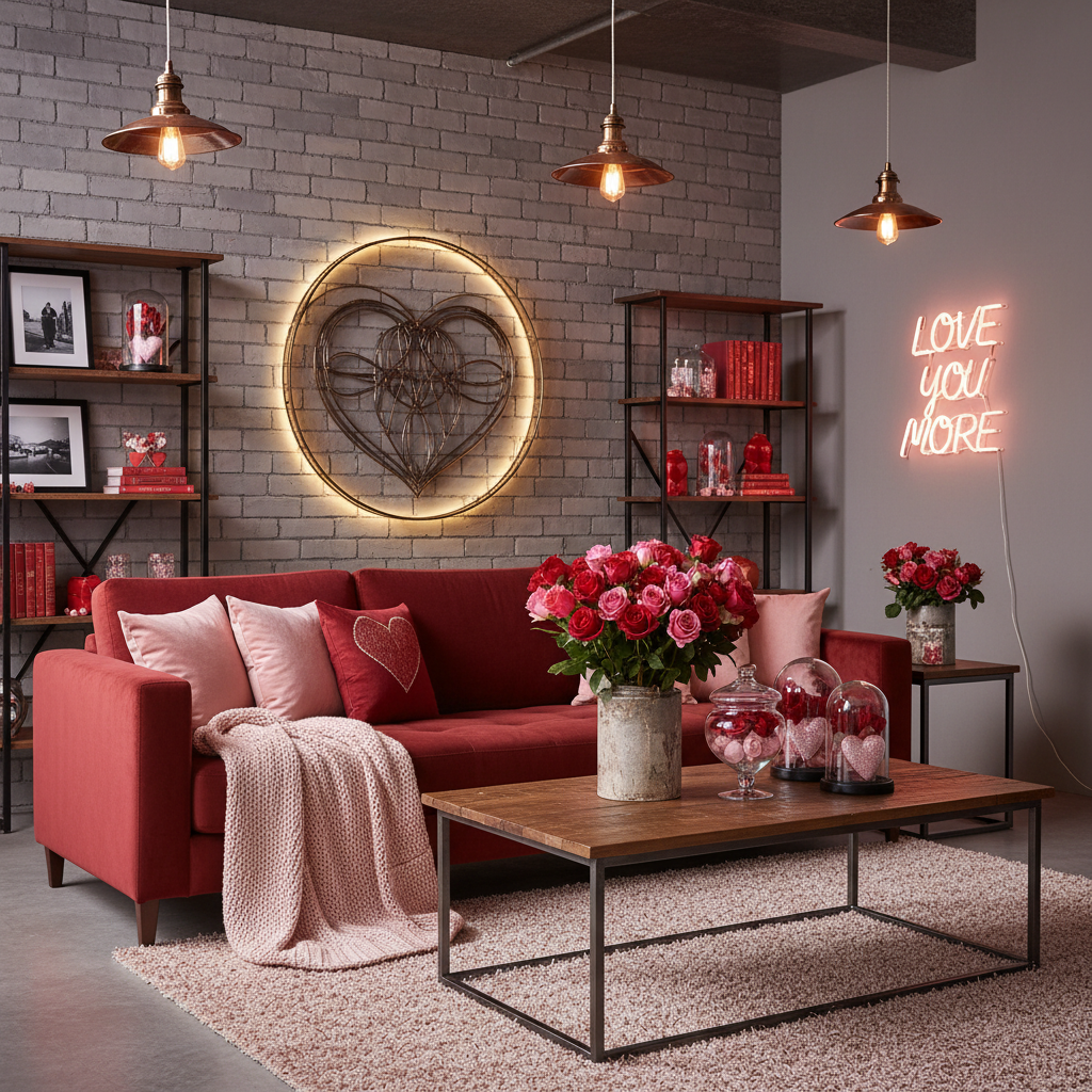 Industrial Valentine's Day Living Room