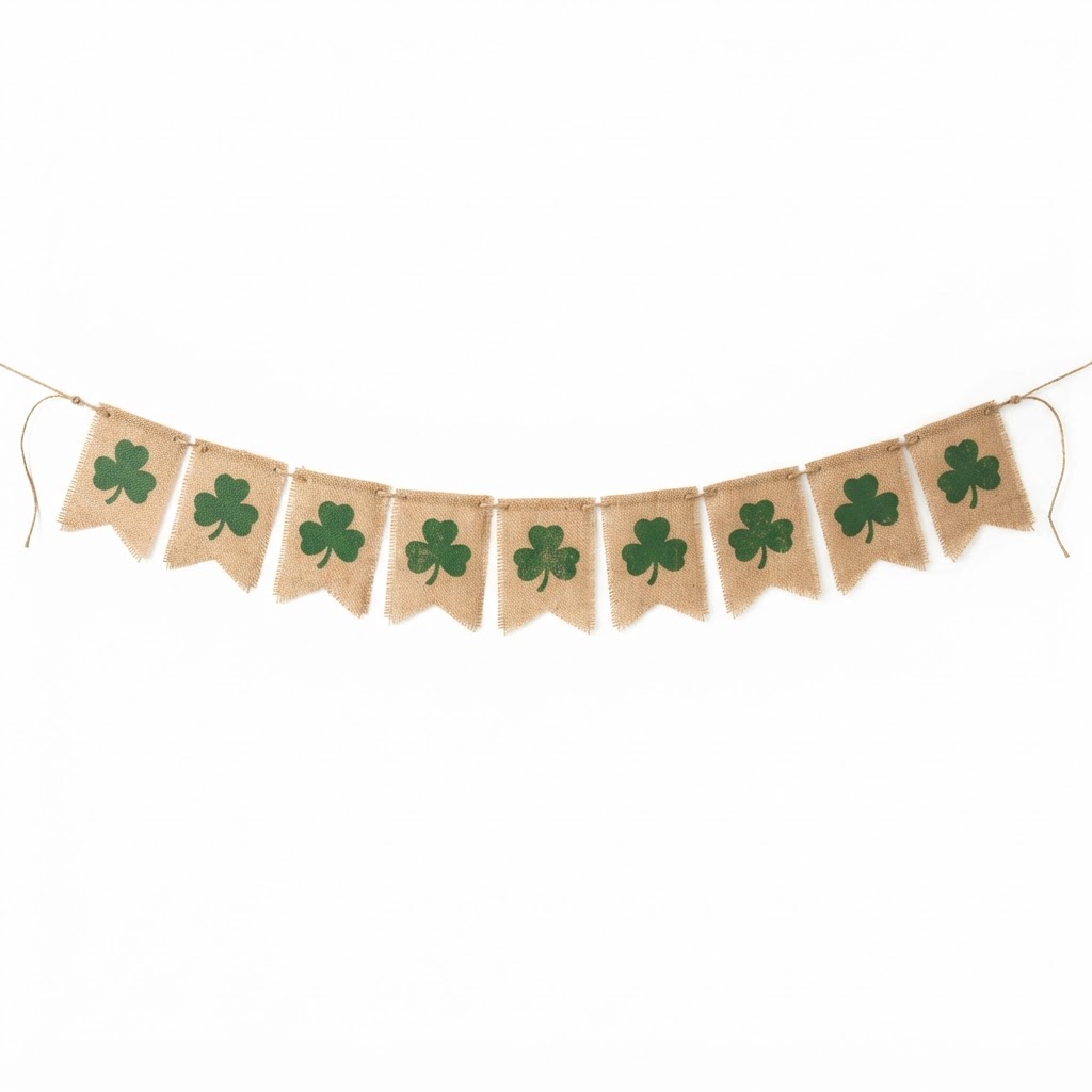 Burlap Shamrock Bunting Banner