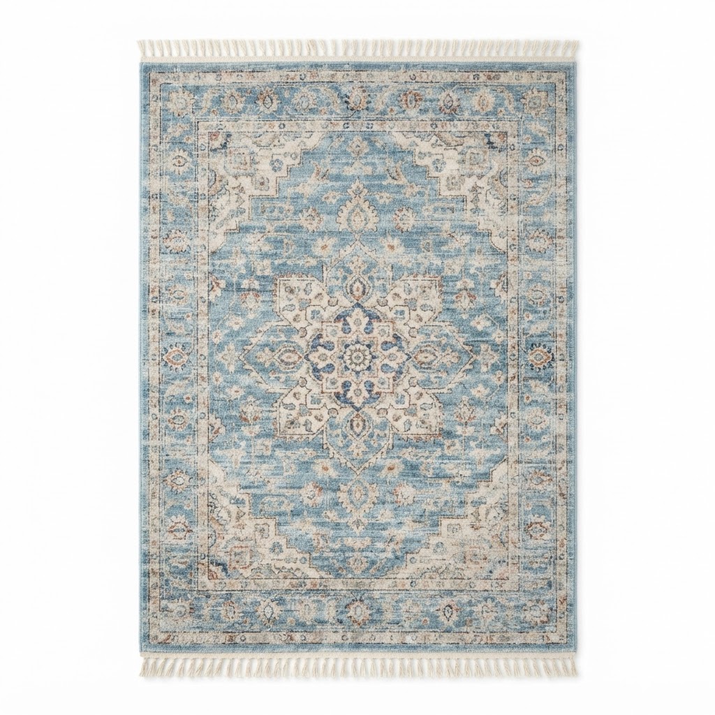 Faded Blue Persian Style Area Rug