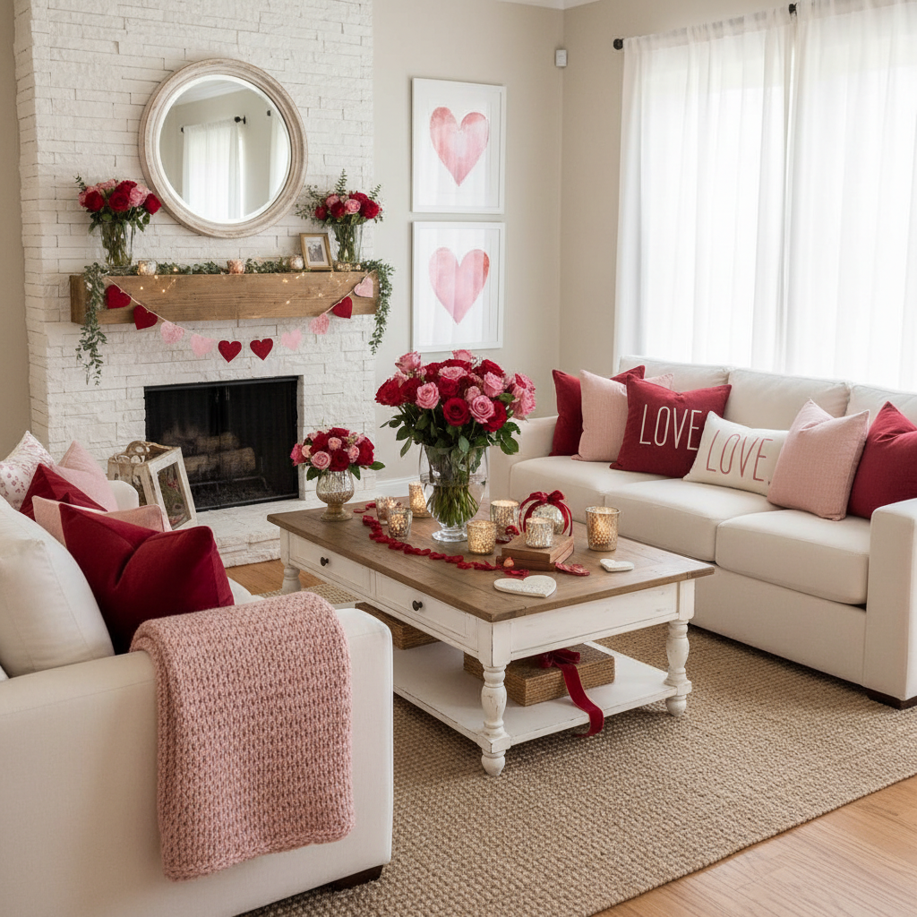 Modern Farmhouse Valentine's Day Living Room