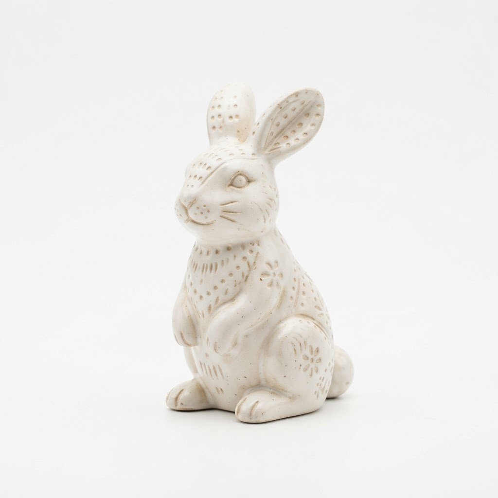 Easter Ceramic White Bunny Figurine