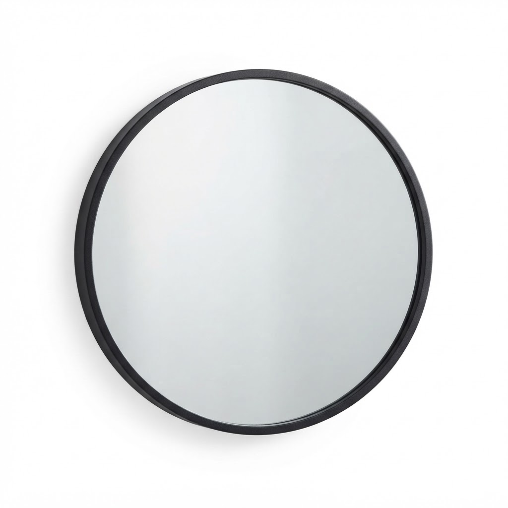 Matte Black Round Mirror