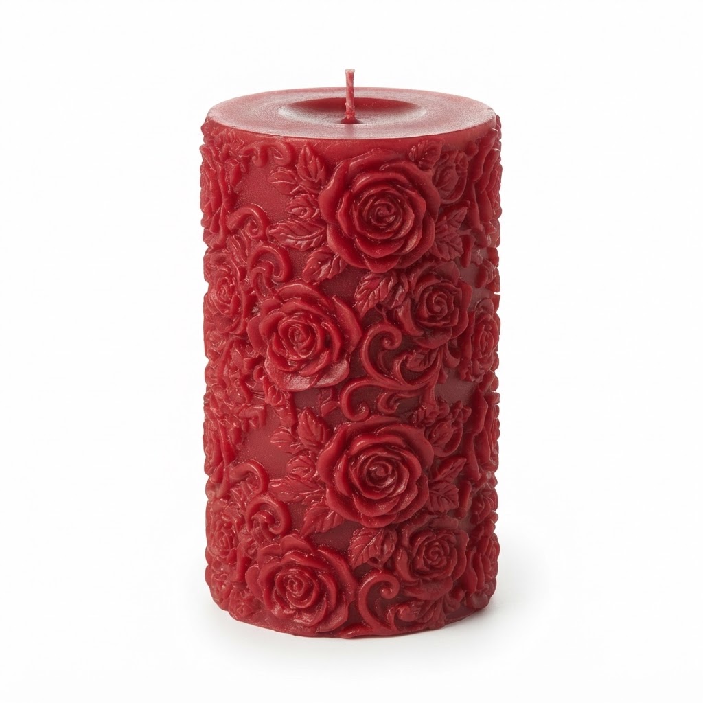 Scented Pillar Red Rose Wax Candles