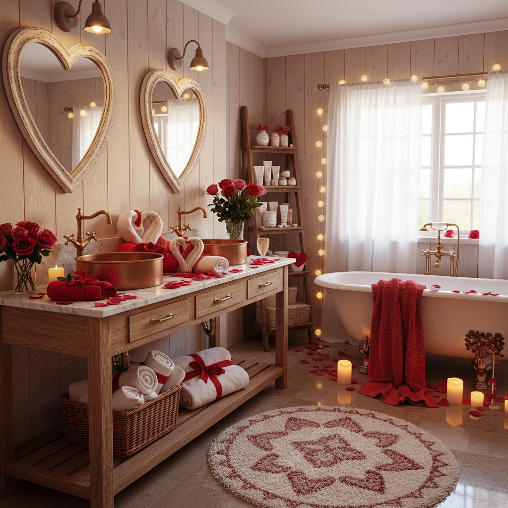Country Valentine's Day Master Bathroom