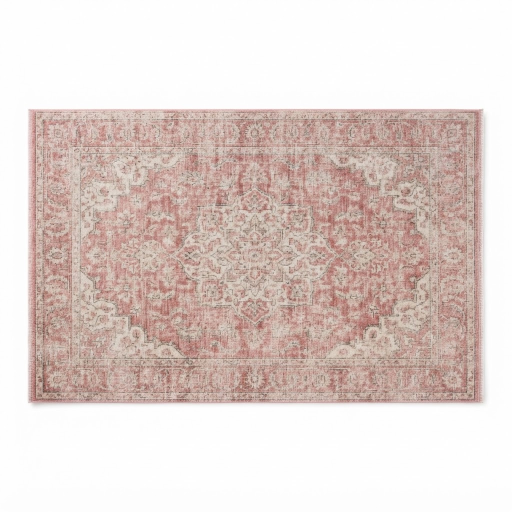 Distressed Pink Area Rug