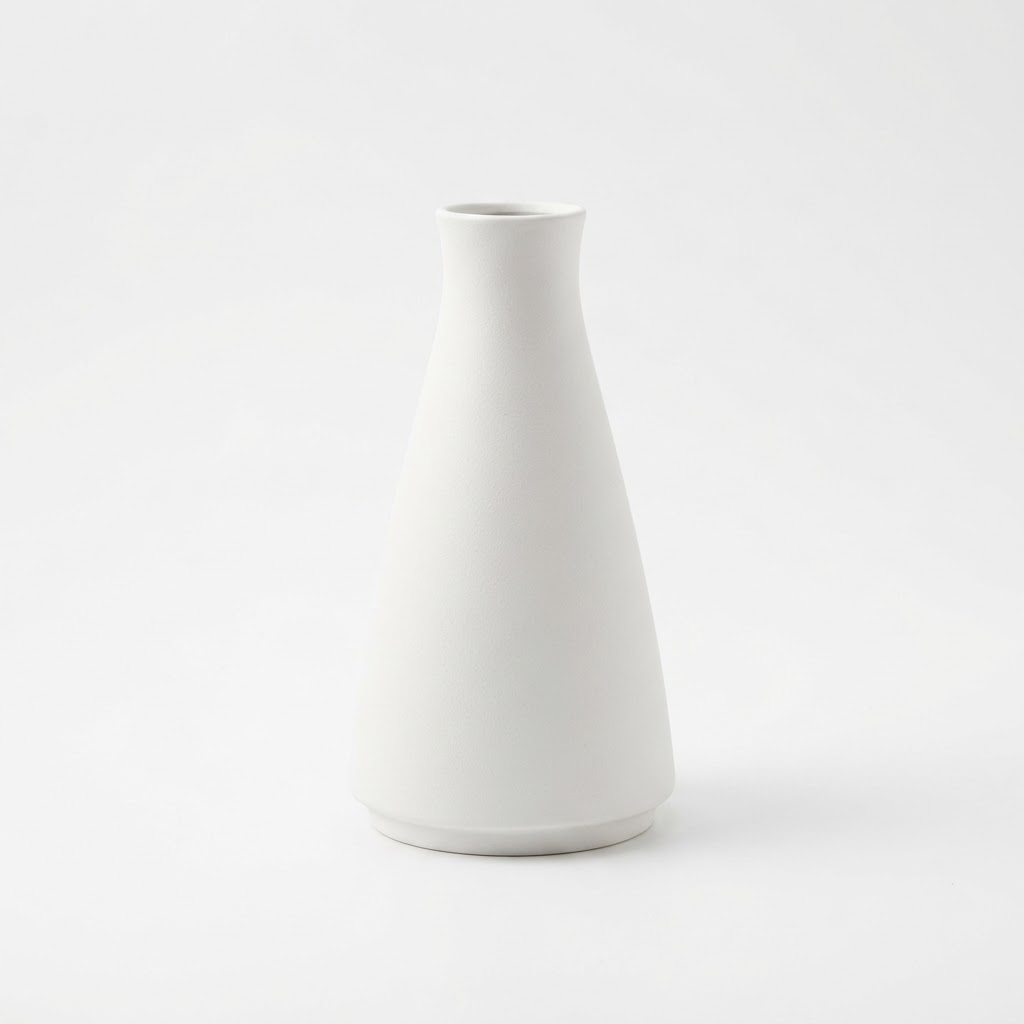 Tapered White Ceramic Vase