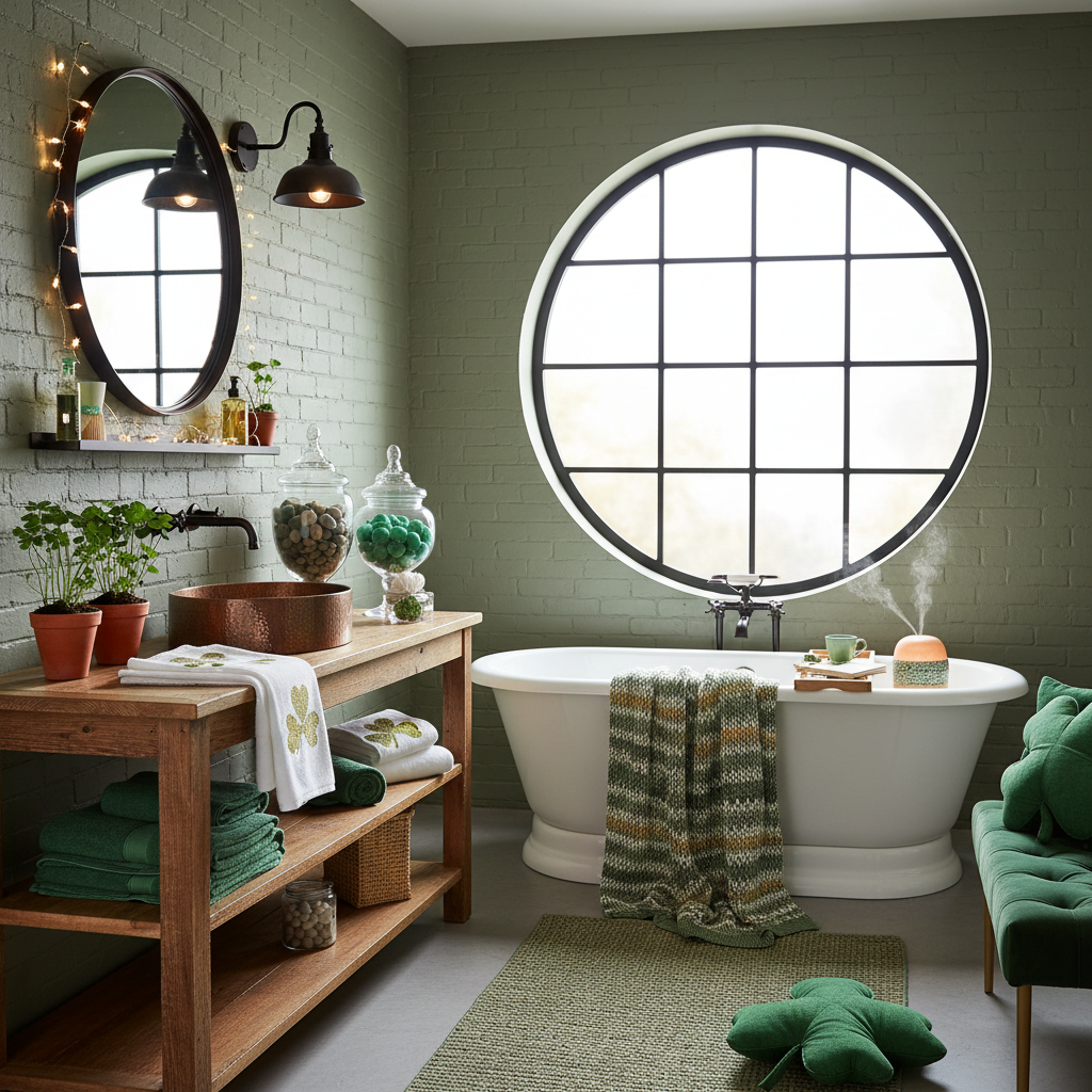 Industrial St. Patrick's Day Master Bathroom