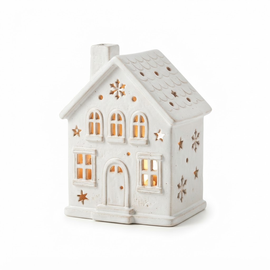 White Ceramic House Luminary
