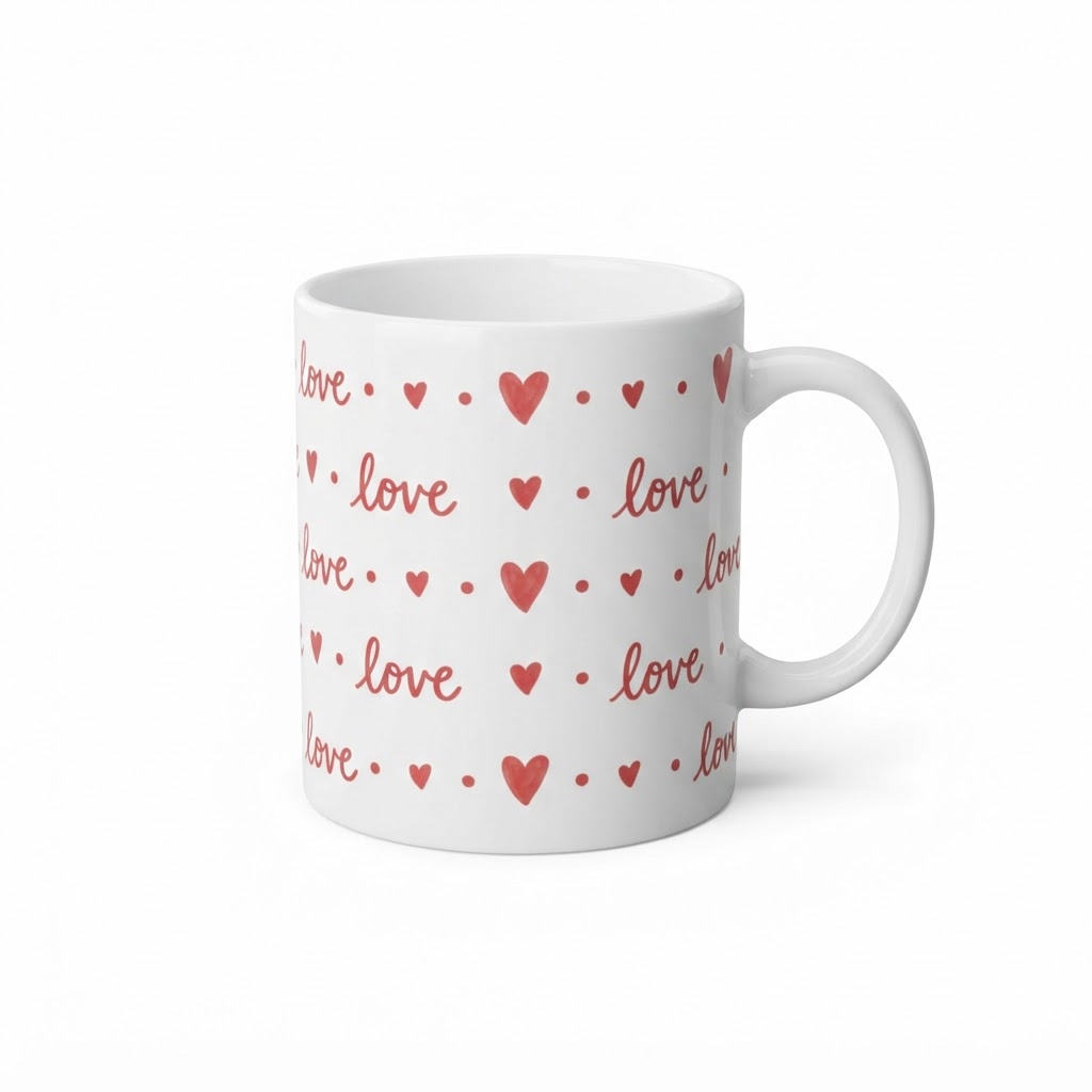 Transitional White Ceramic Love Mug