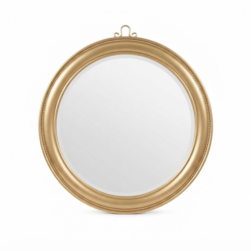 Transitional Gold Round Wall Mirror