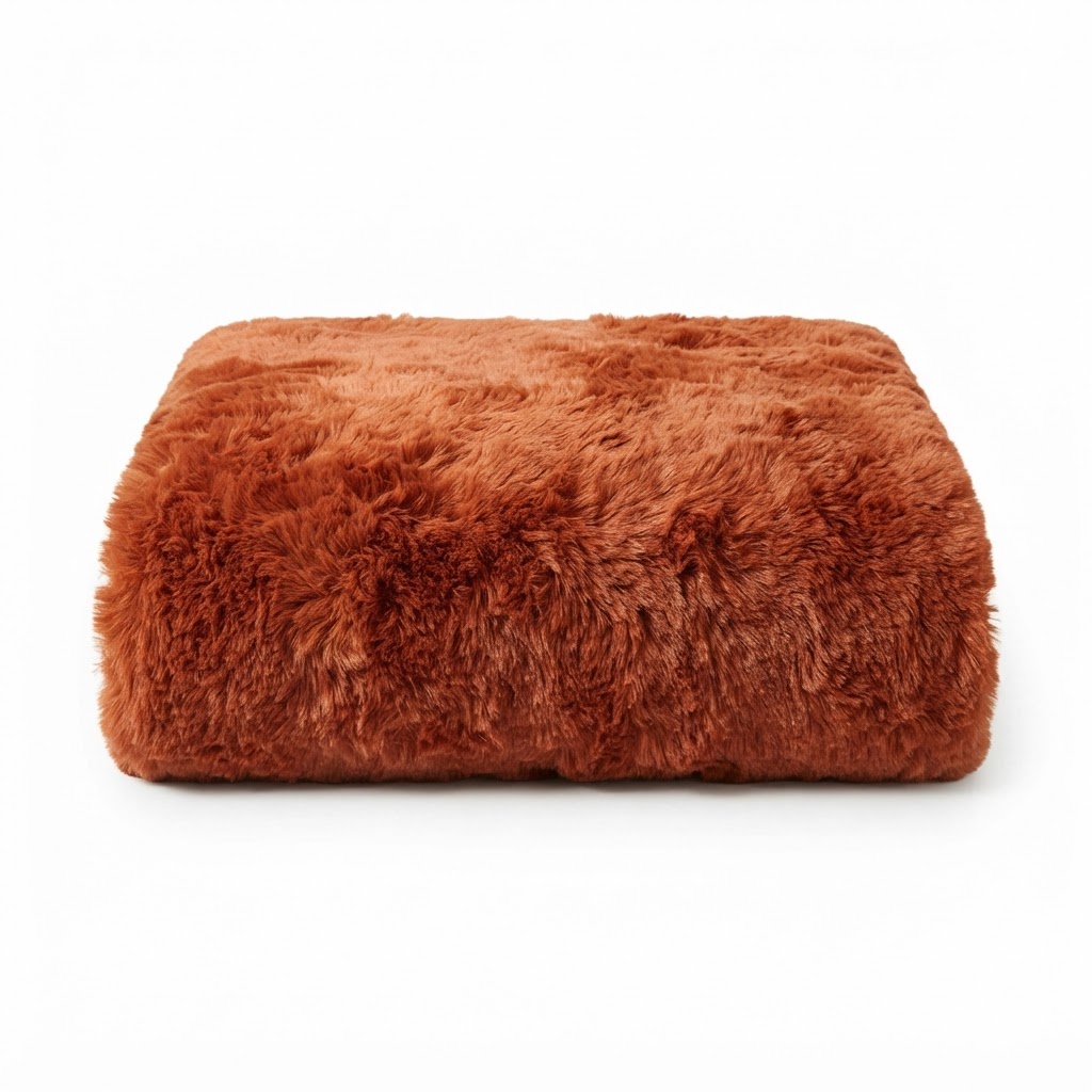 Cozy rust faux fur throw blanket