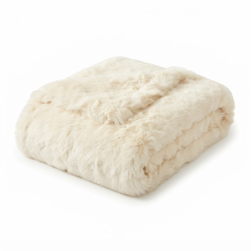 Faux Fur Cream Throw