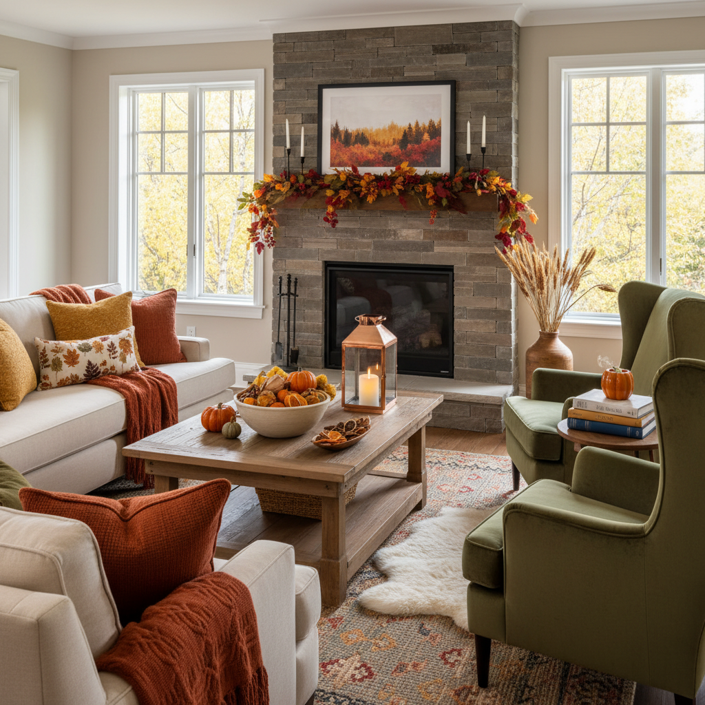 Modern Cottage Fall Living Room