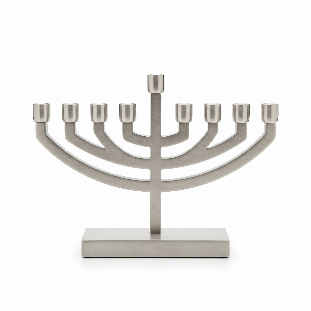 Brushed Nickel Menorah