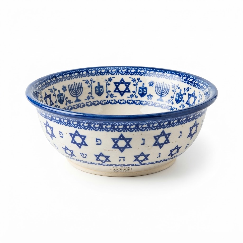 Blue and White Ceramic Serving Bowl