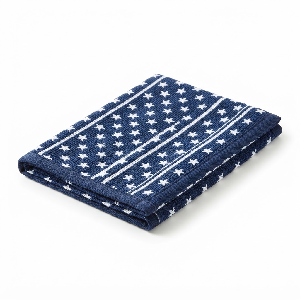 Navy and White Patterned Kitchen Towel
