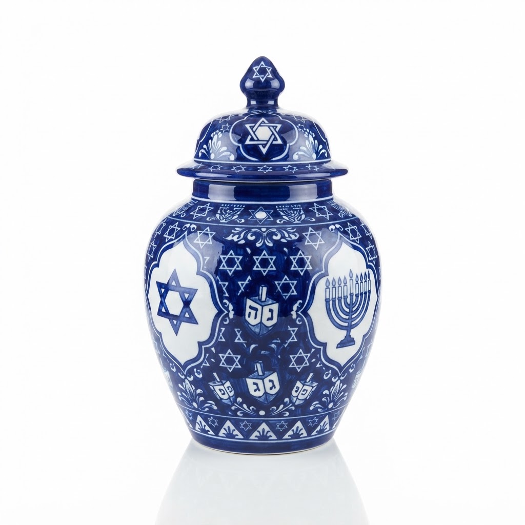 Cobalt Blue Ceramic Ginger Jar