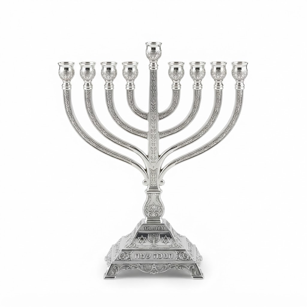 -Inspired Silver Hanukkah Menorah