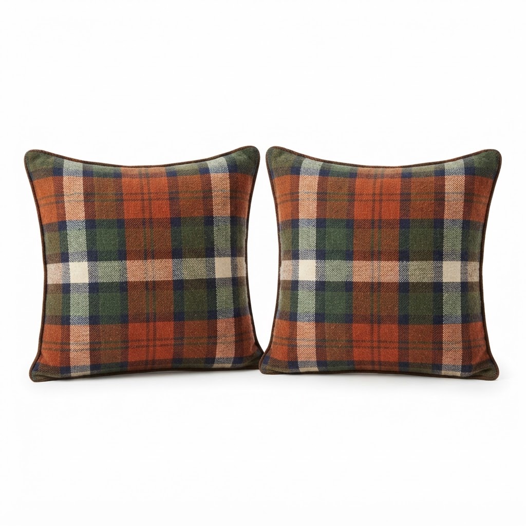 Plaid Decorative Pillow Set
