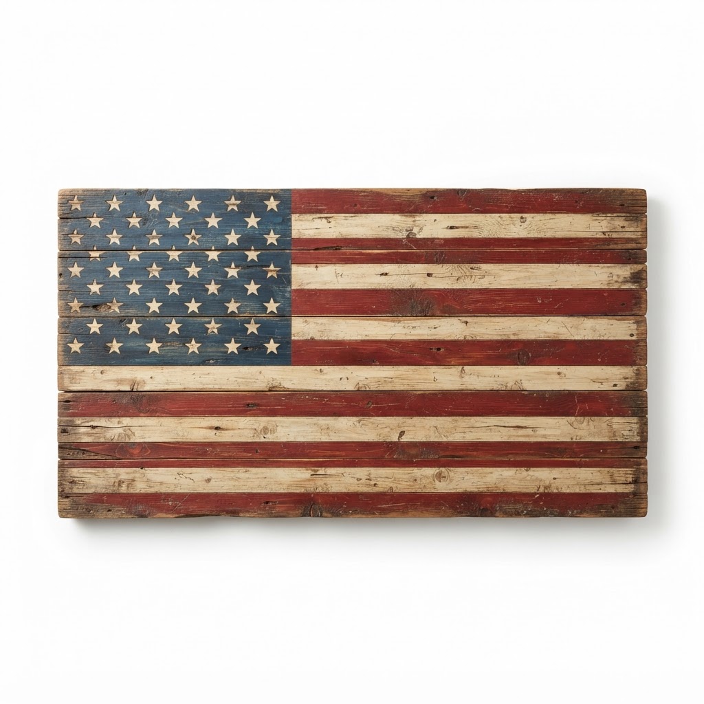 Distressed Wood Flag Wall Art