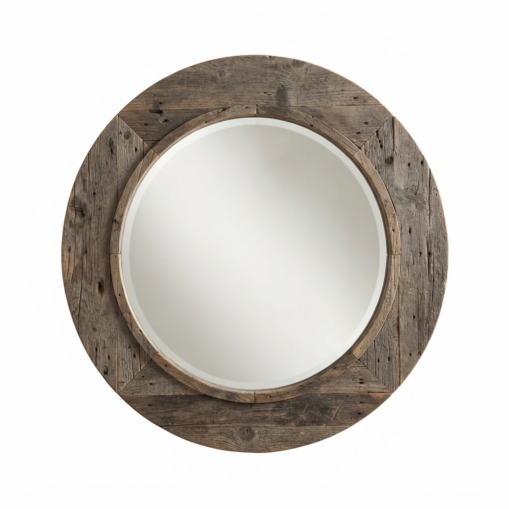Reclaimed Wood Round Mirror