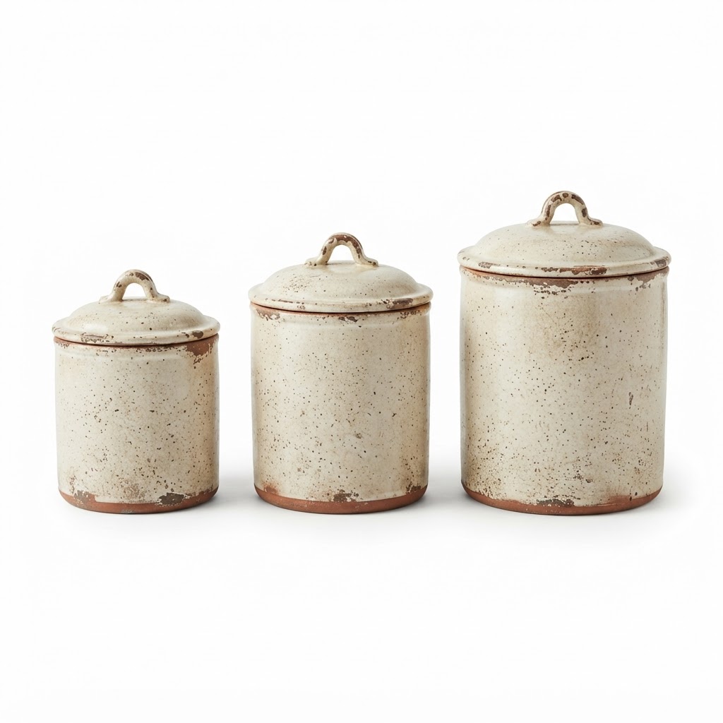 Distressed Ceramic Storage Canister Set