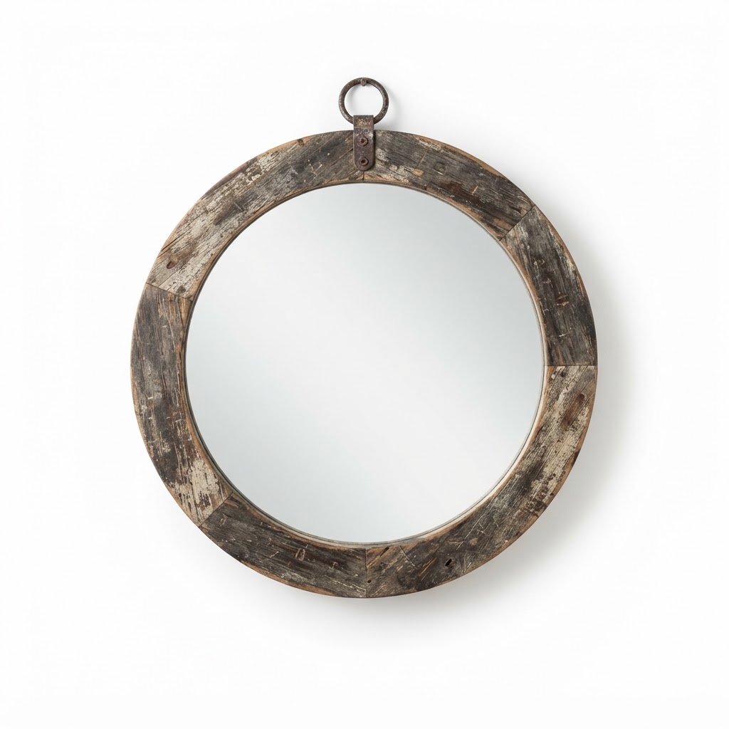 Weathered Round Wall Mirror