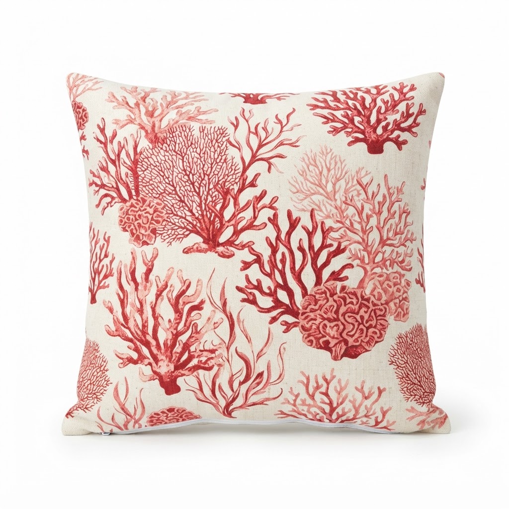 Coral Print Pillow Cover