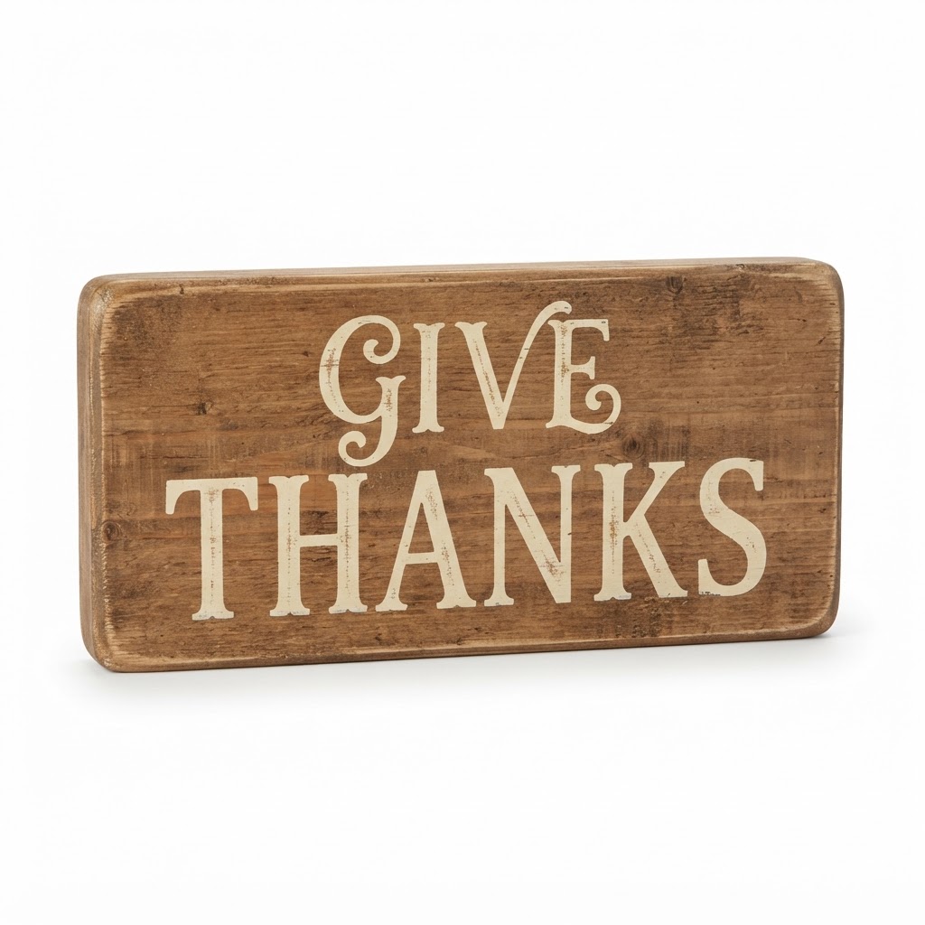 Wooden Give Thanks Decorative Sign