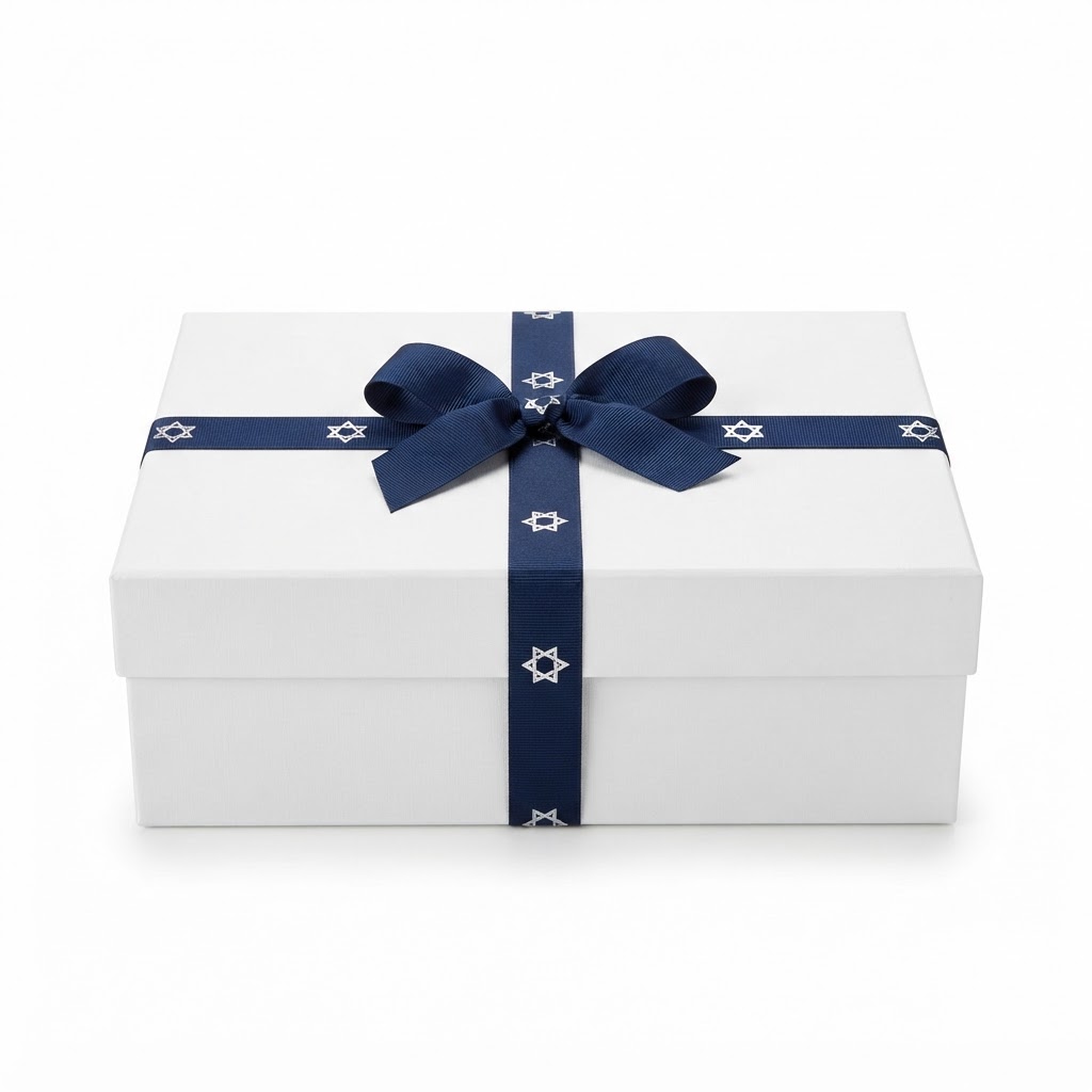 White and Navy Ribbon Gift Box Set