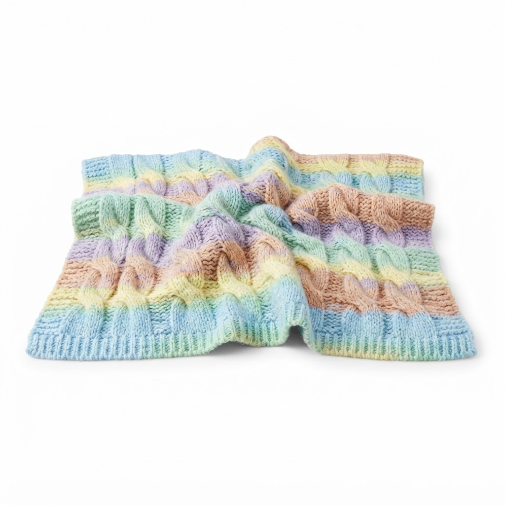 Spring Pastel Knitted Throw Blanket