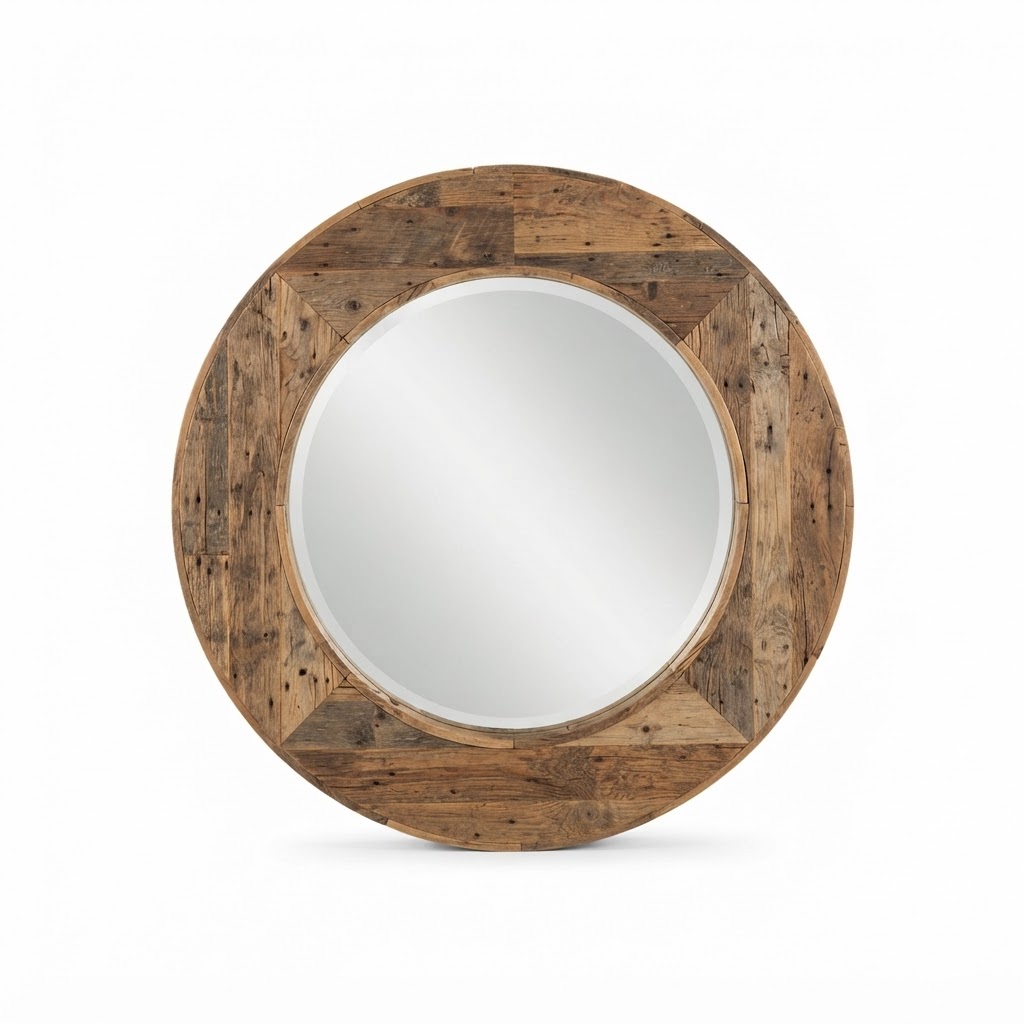 Round Reclaimed Wood Mirror