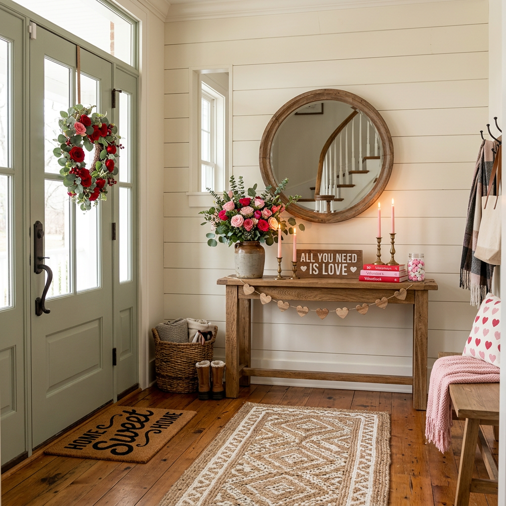 Farmhouse Valentine's Day Entryway