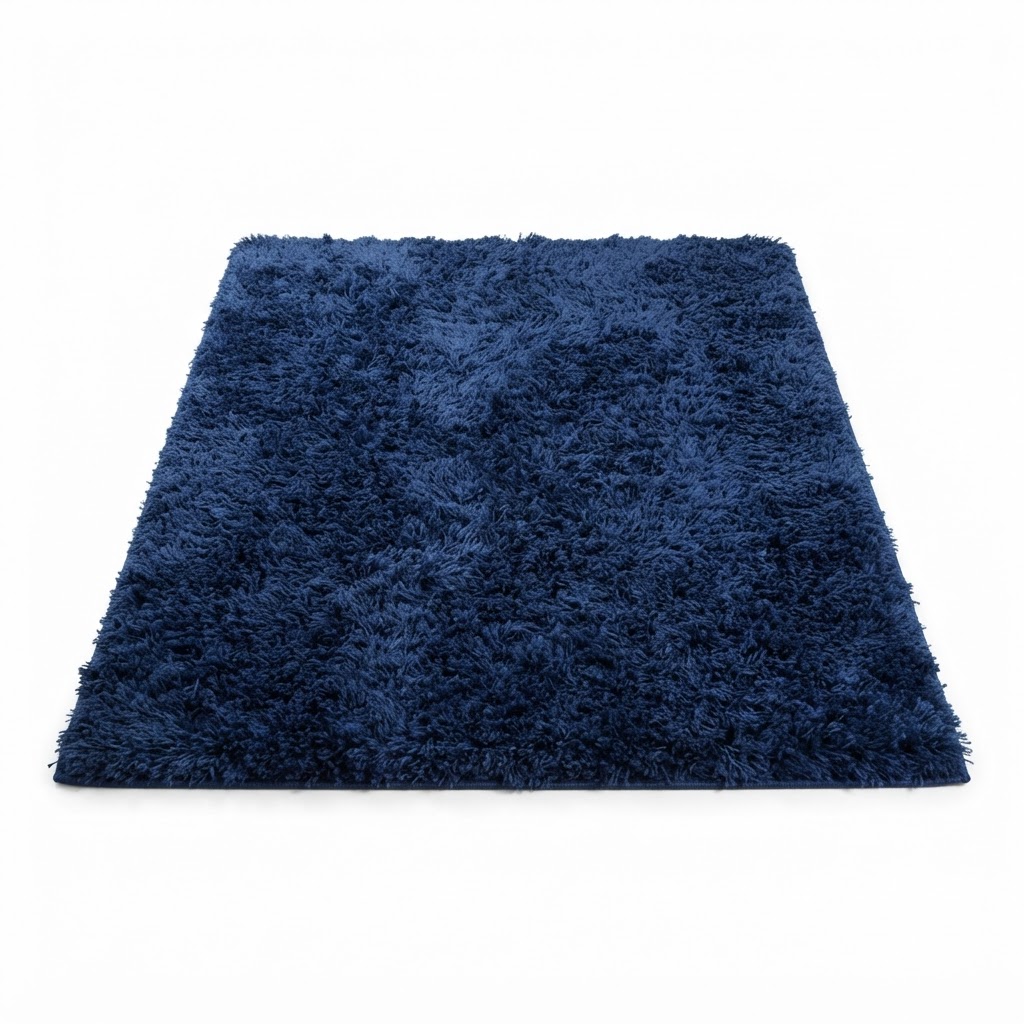 Shaggy Navy Blue Deep Pile Area Rug