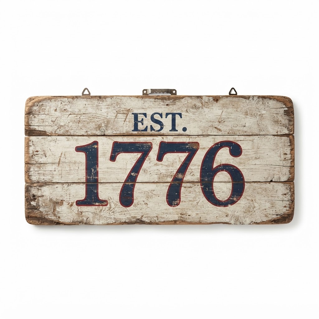 Distressed Wood EST 1776 Sign
