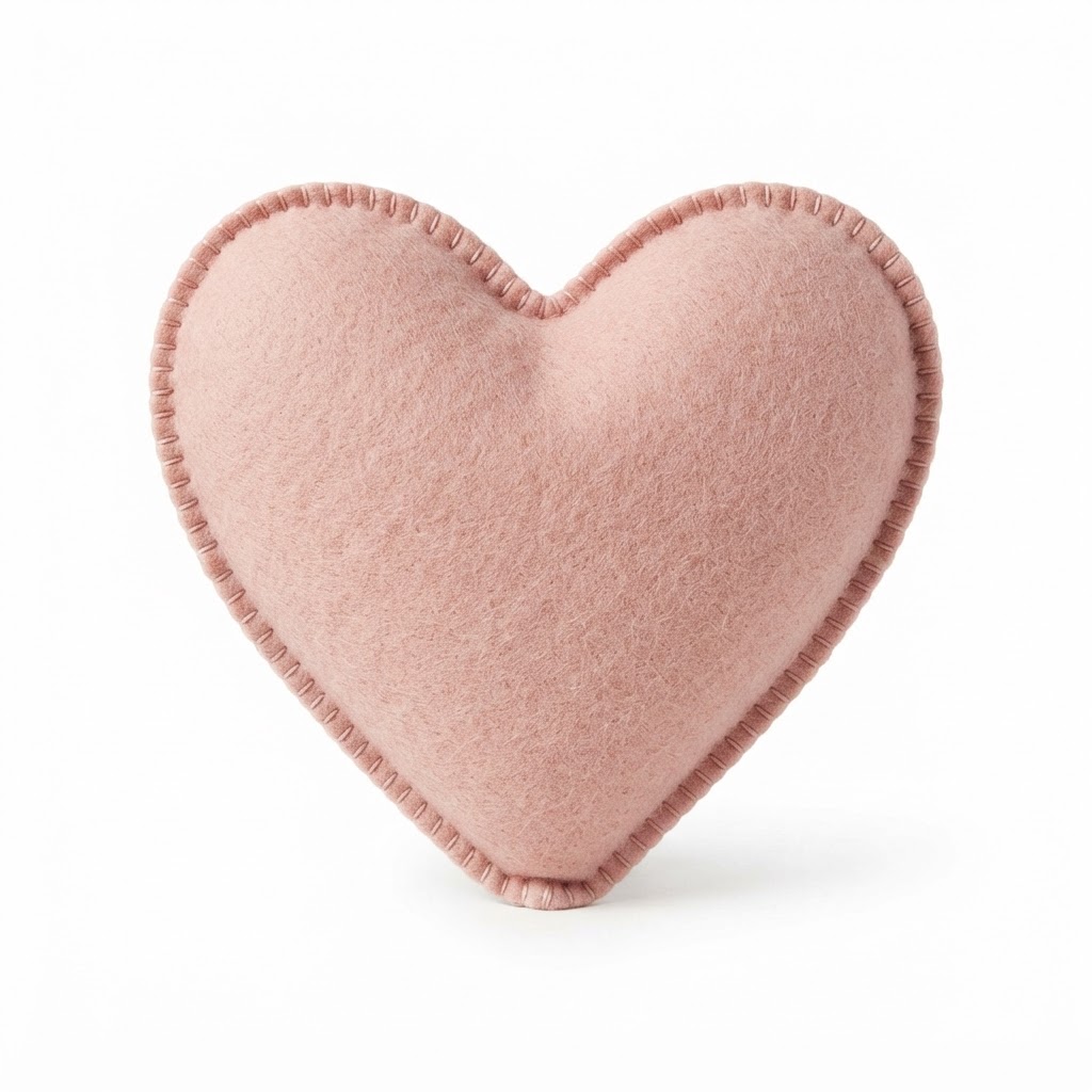 Blush Pink Felt Heart Pillow