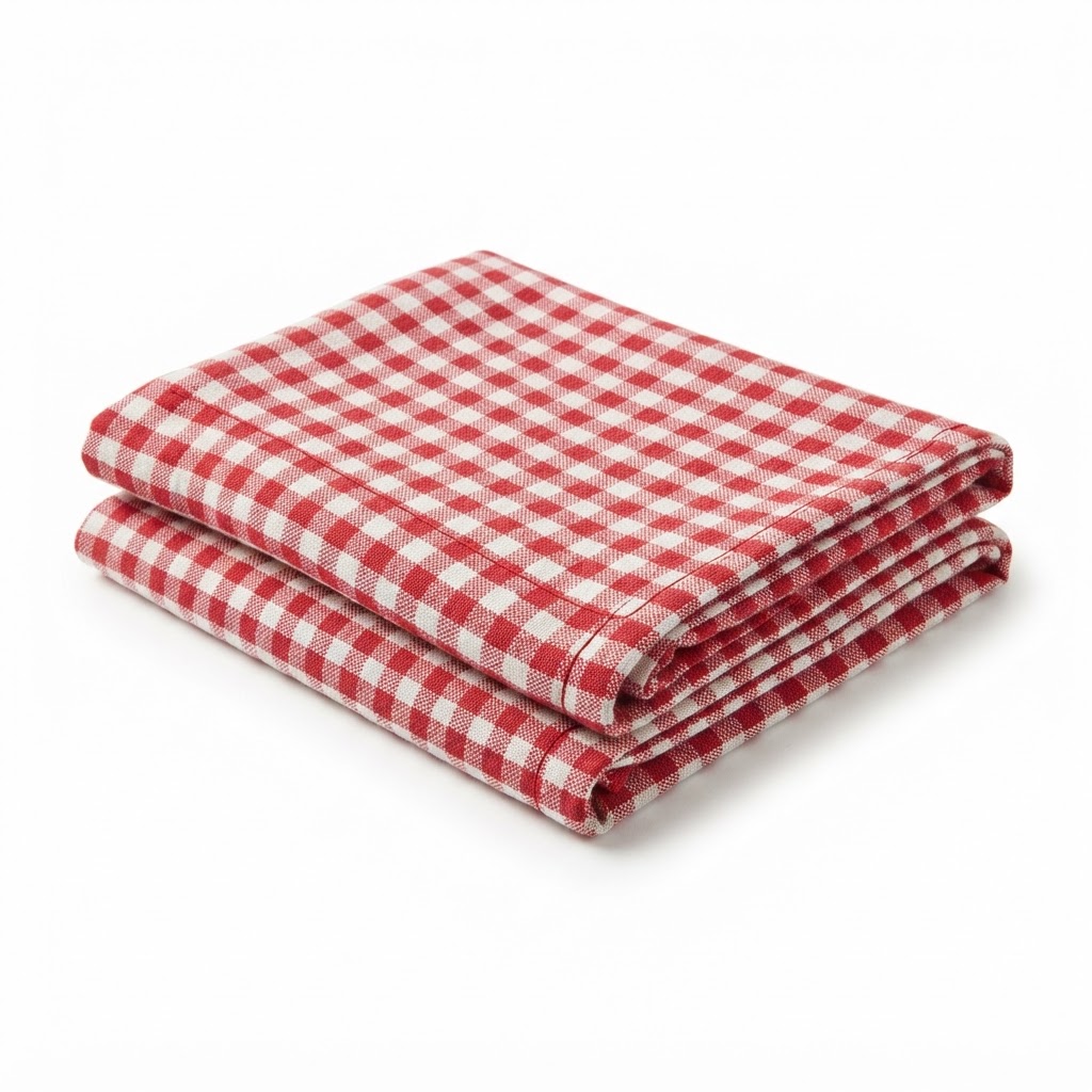 Red Gingham Linen Towel Set