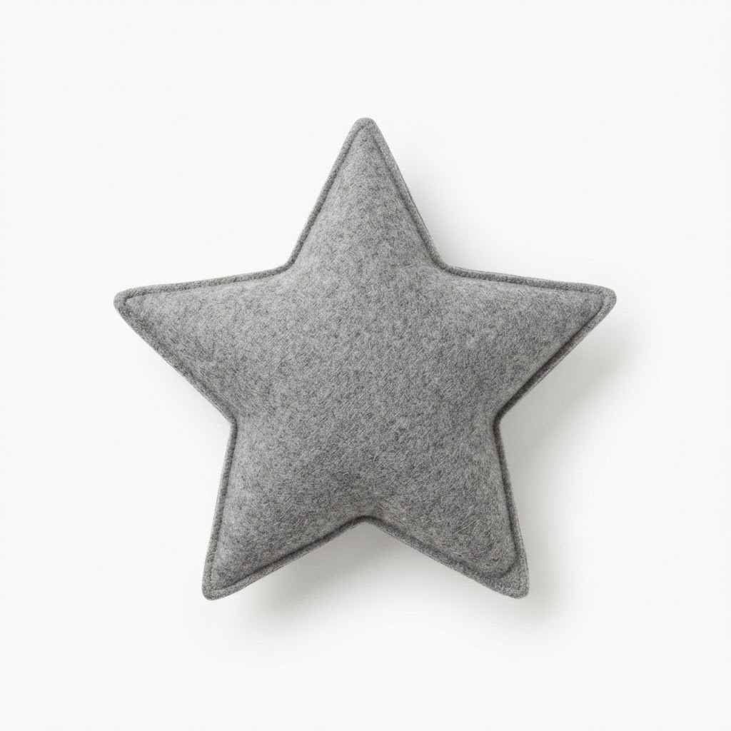 Grey Wool Star Throw Pillow