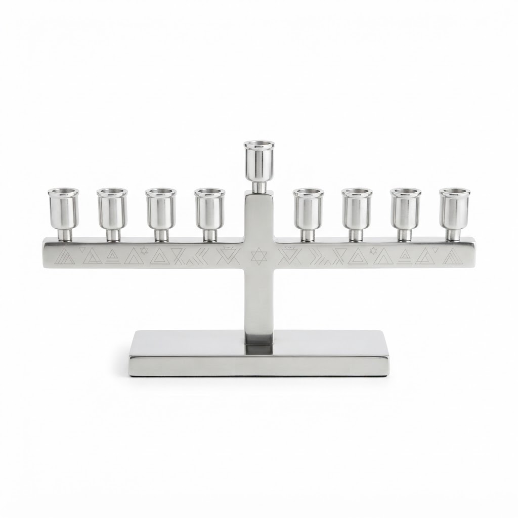 Silver Metallic Hanukkiah