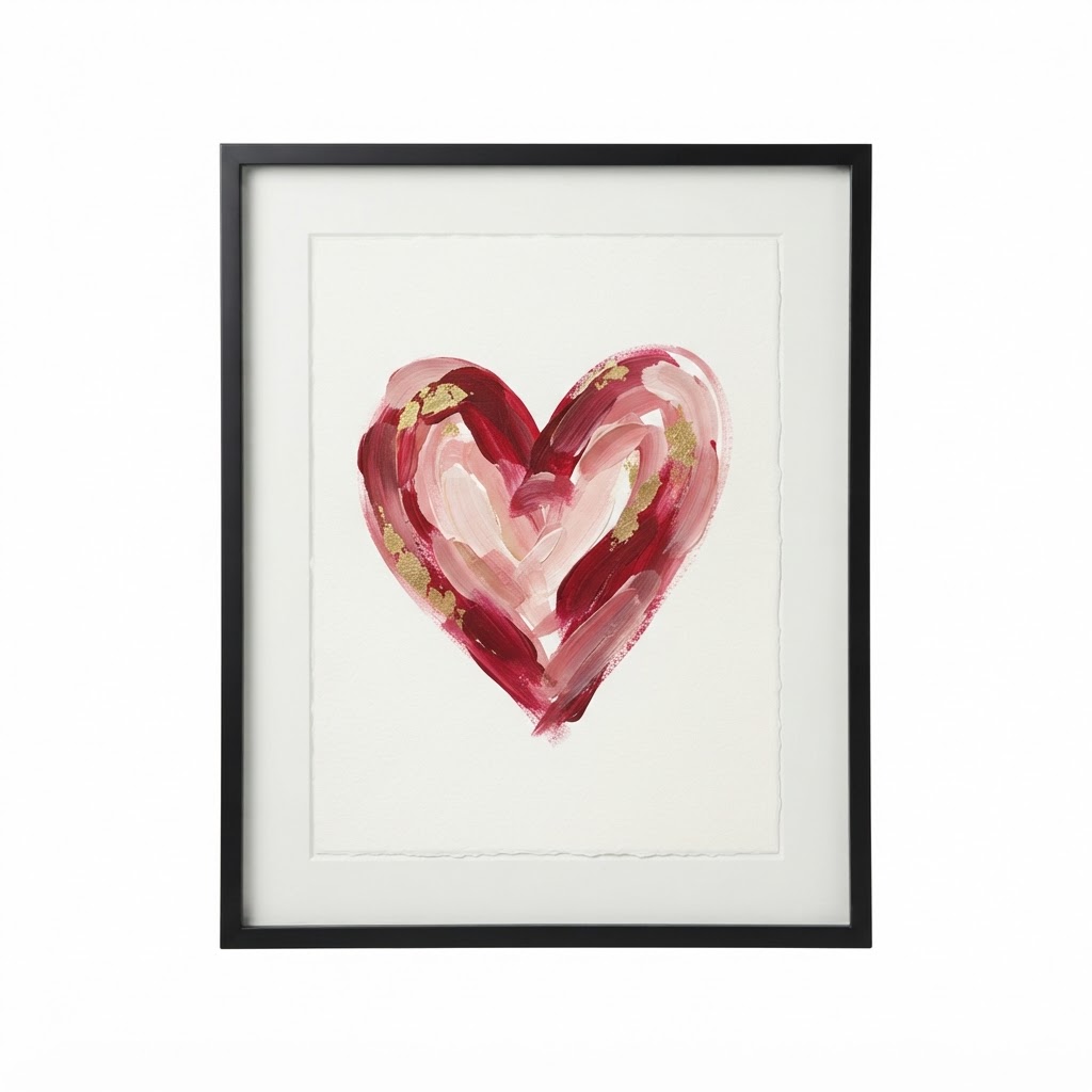 Framed Abstract Heart Wall Art