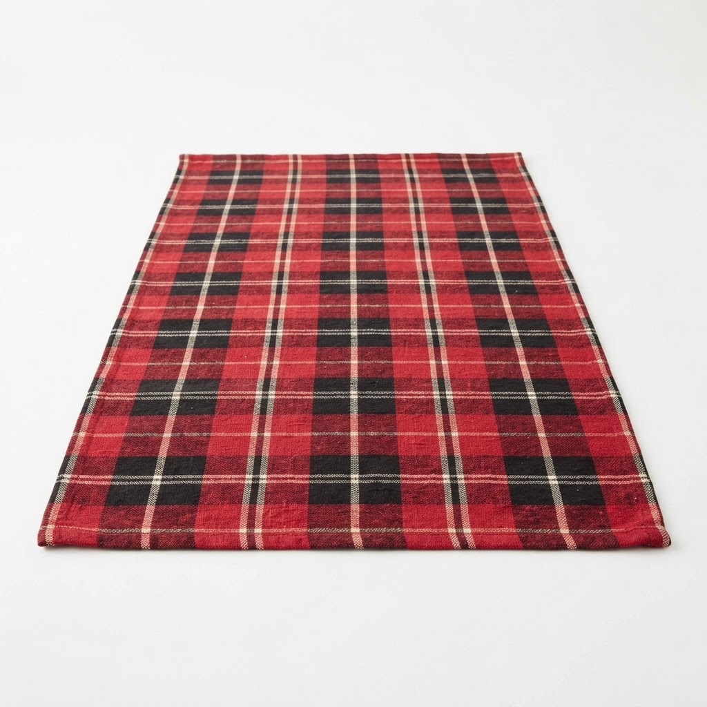 core Red Plaid Linen Table Runner