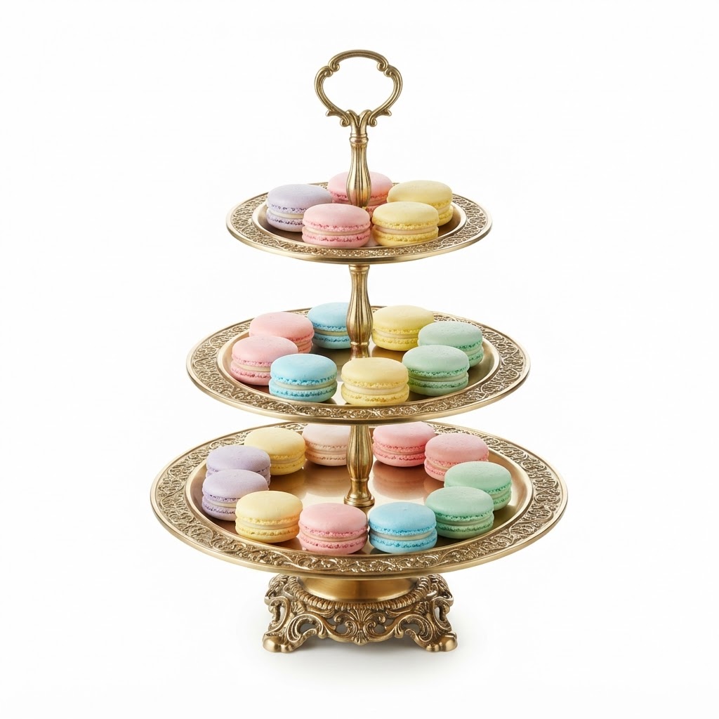 Brass Tiered Macaron Serving Stand