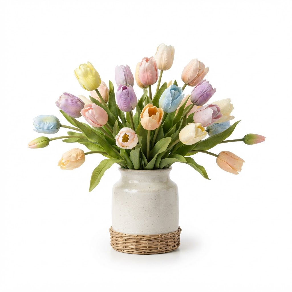 Easter Pastel Tulip Faux Floral Arrangement