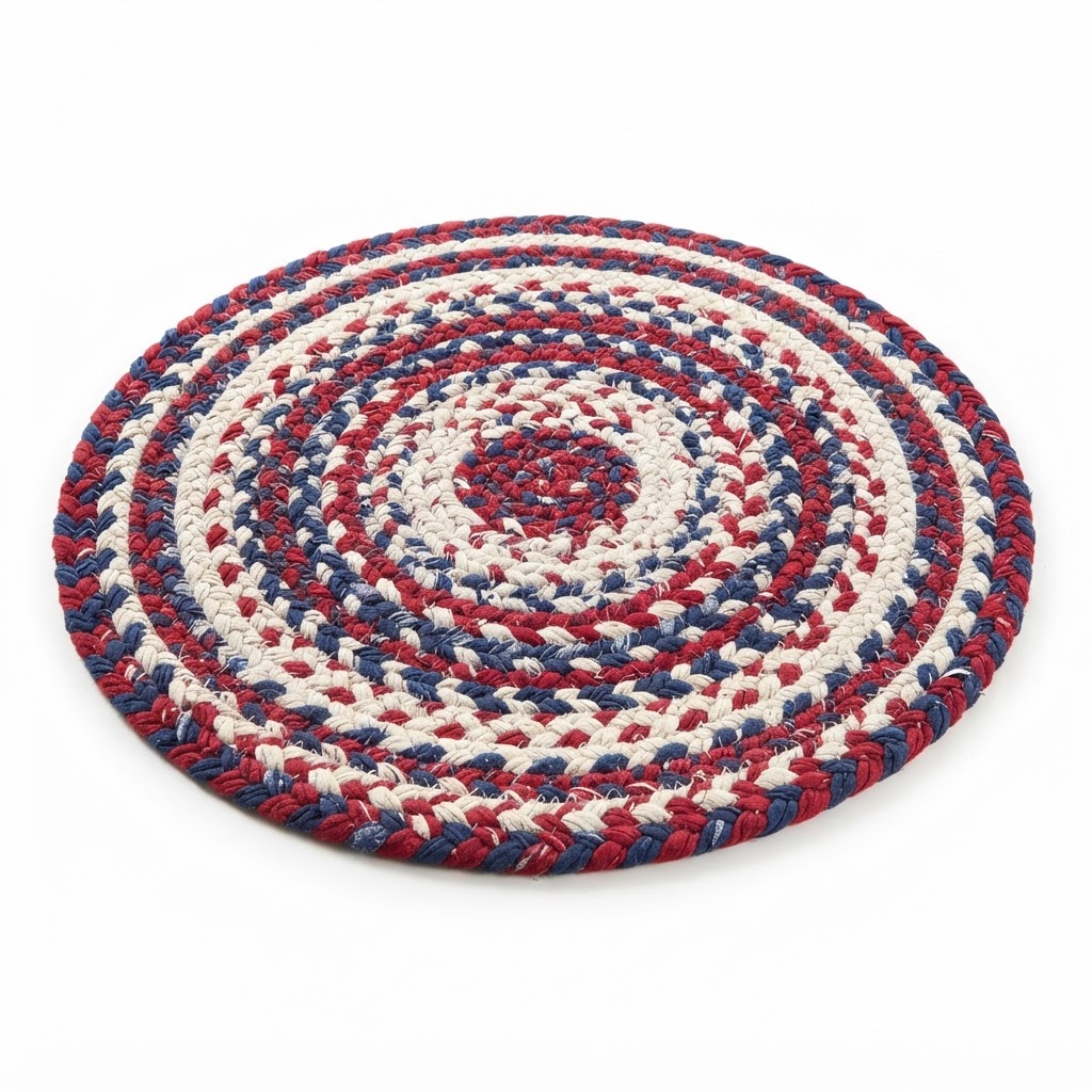 Braided Red White and Blue Rug