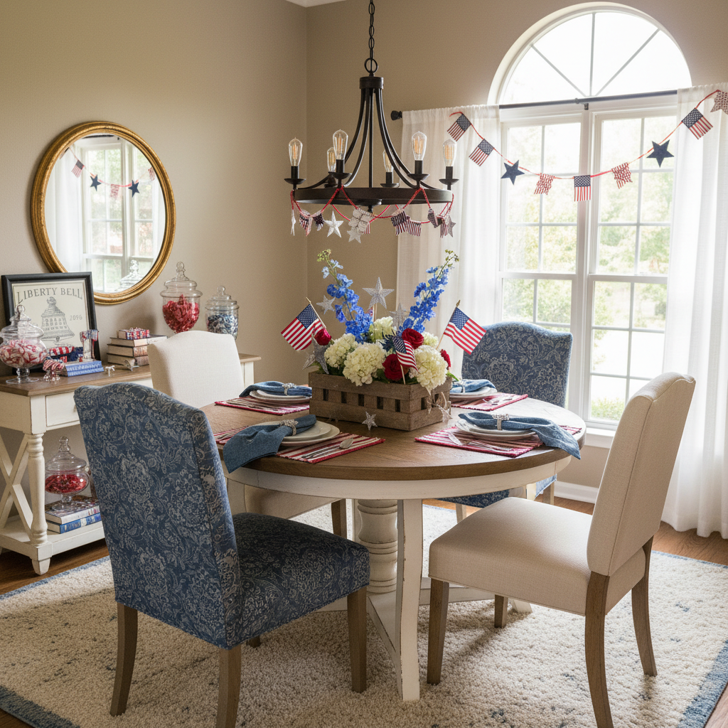 Transitional Independence Day (4th of July) Dining Room