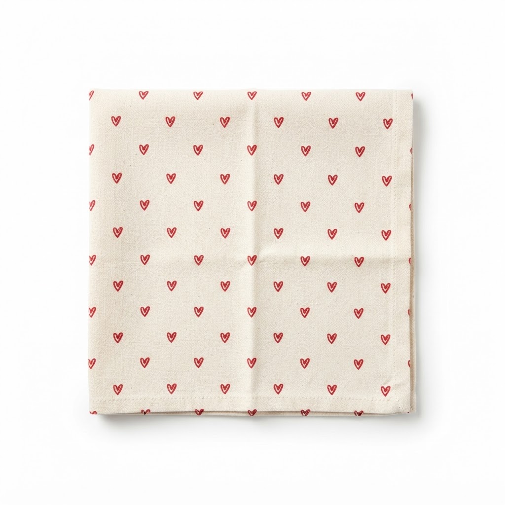 Heart Print Cotton Napkins