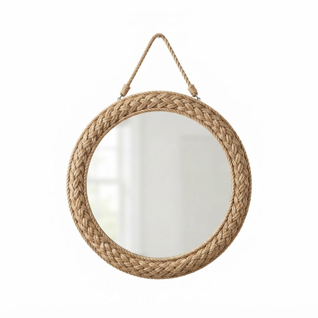 Rope-Trim Round Mirror