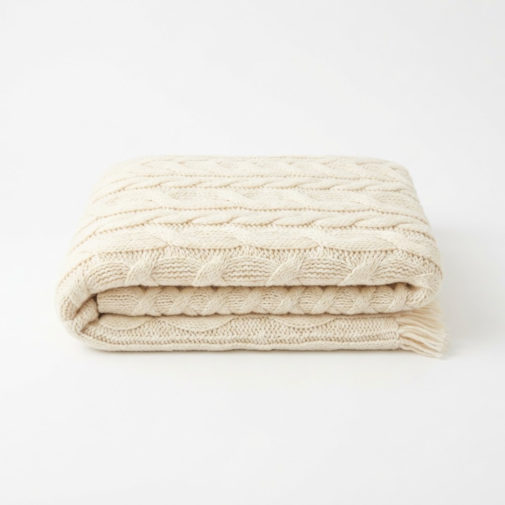 Transitional Cream Knit Throw Blanket